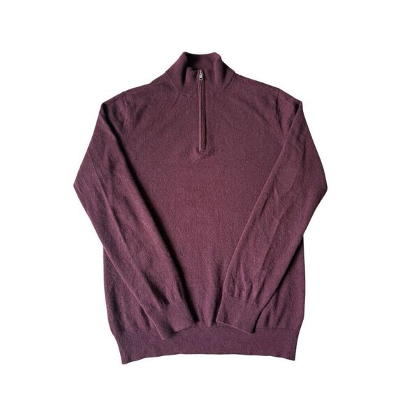 Quince Mongolian Cashmere Quarter Zip Sweater size L Burgundy - Picture 1 of 8
